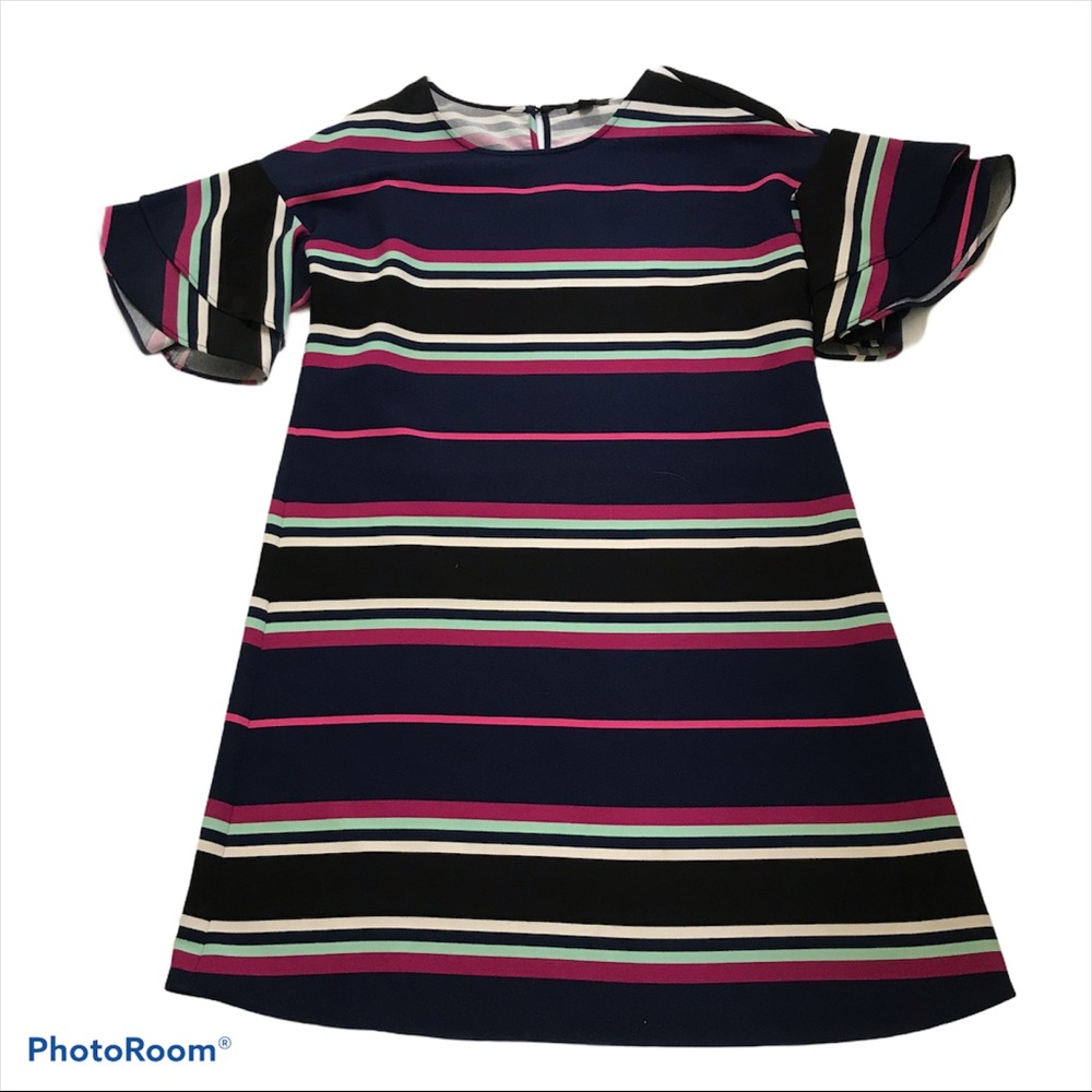 Halogen Striped Flutter Sleeve Dress Sz M